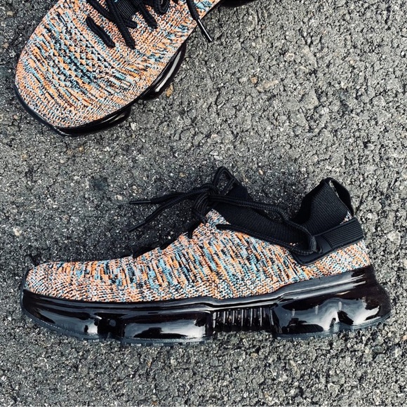 Multi- Black Slip-On Lace-Up Stretch Knit Sneakers - Picture 4 of 4